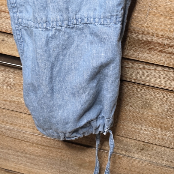 LRL Ralph Lauren Light Wash Chambray Cargo Drawstring Linen Blend Pants Size 6 - Picture 5 of 7